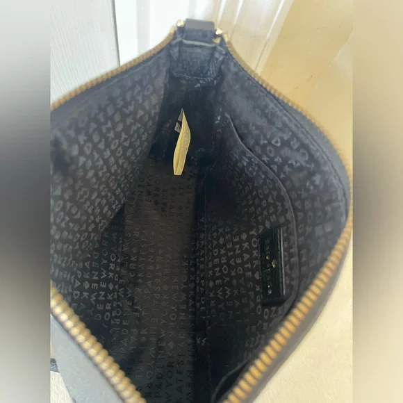 kate spade black pebbled leather crossbody with perforated detail EUC - Picture 5 of 10